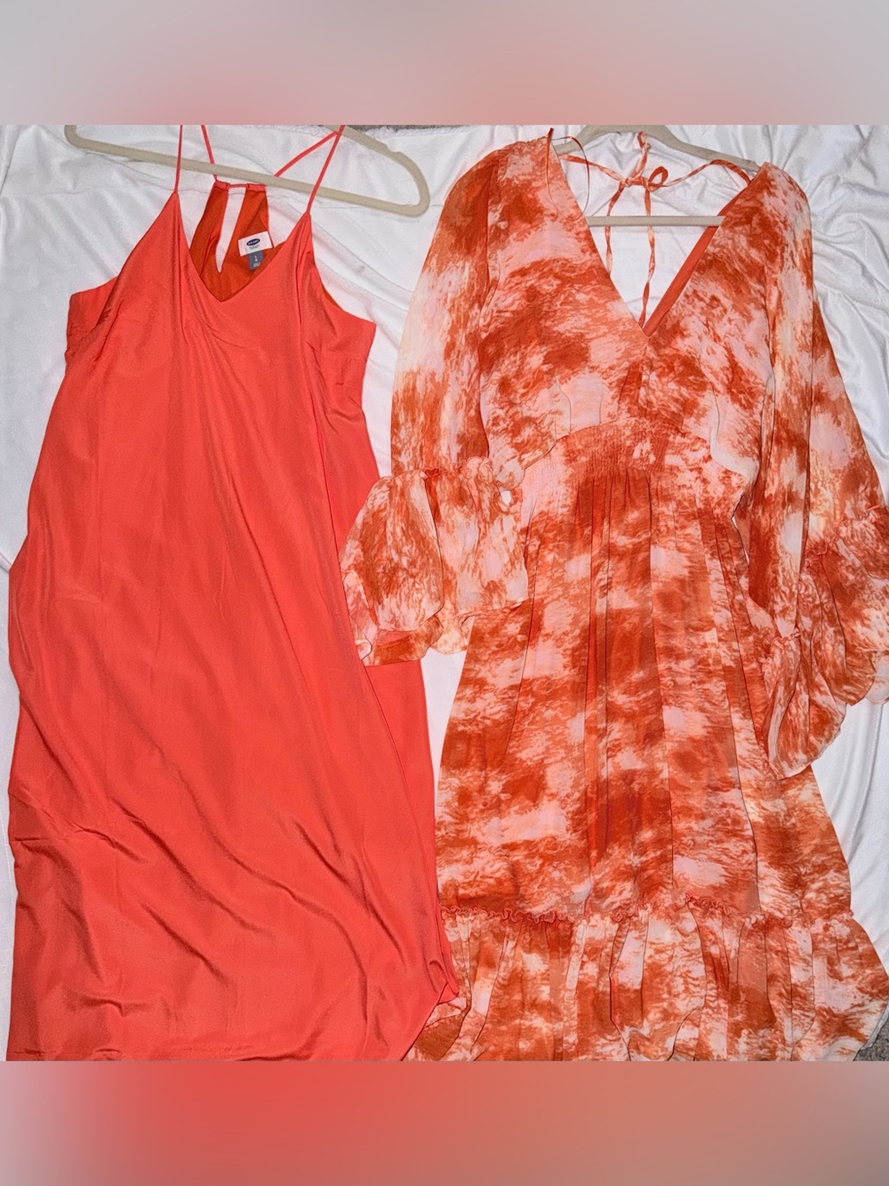 Orange Slip Maxi Dress & Orange Tie-Dye Dress